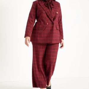 Eloquii Burgundy Plaid Suit